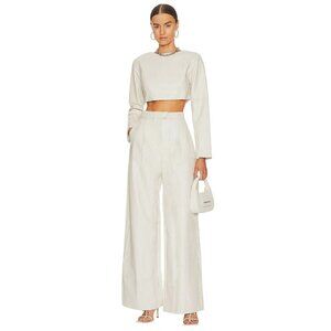 NONchalant Label Pelham Pants in Off White Medium New Womens Vegan Faux Leather